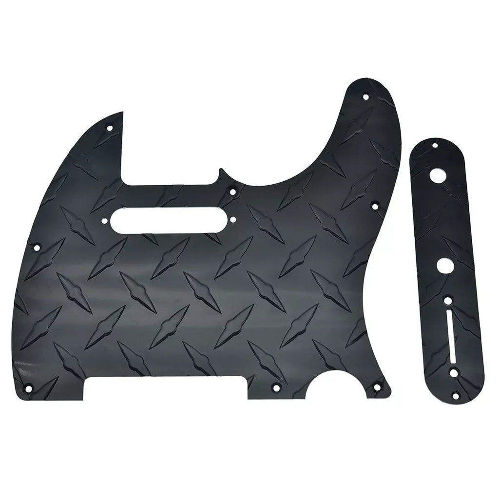 Telecaster Diamond Plate 8-Hole Metal Pickguard & Control Plate - Black - Ploutone