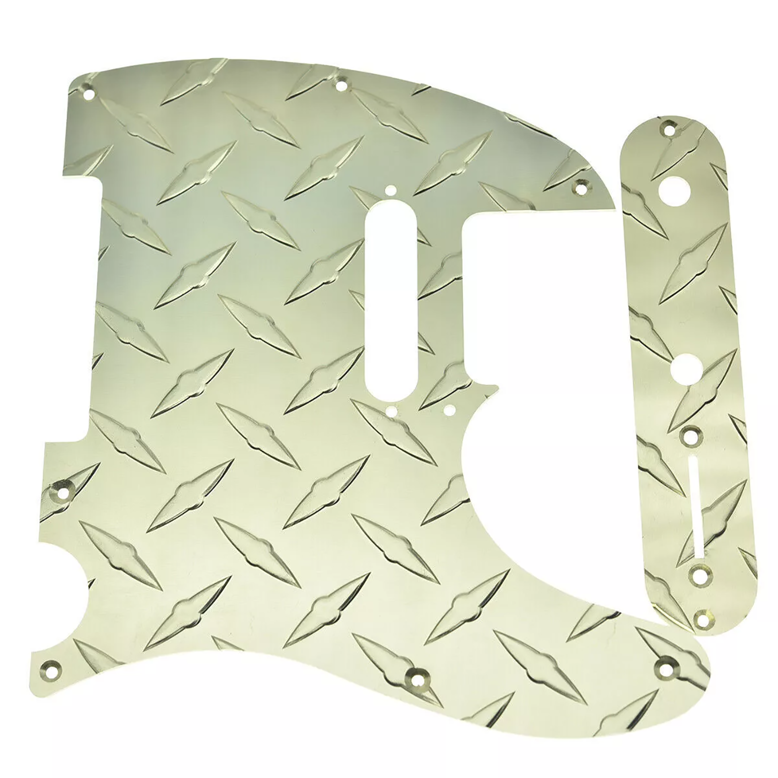 Telecaster Diamond Plate 8-Hole Metal Pickguard & Control Plate - Gold - Ploutone