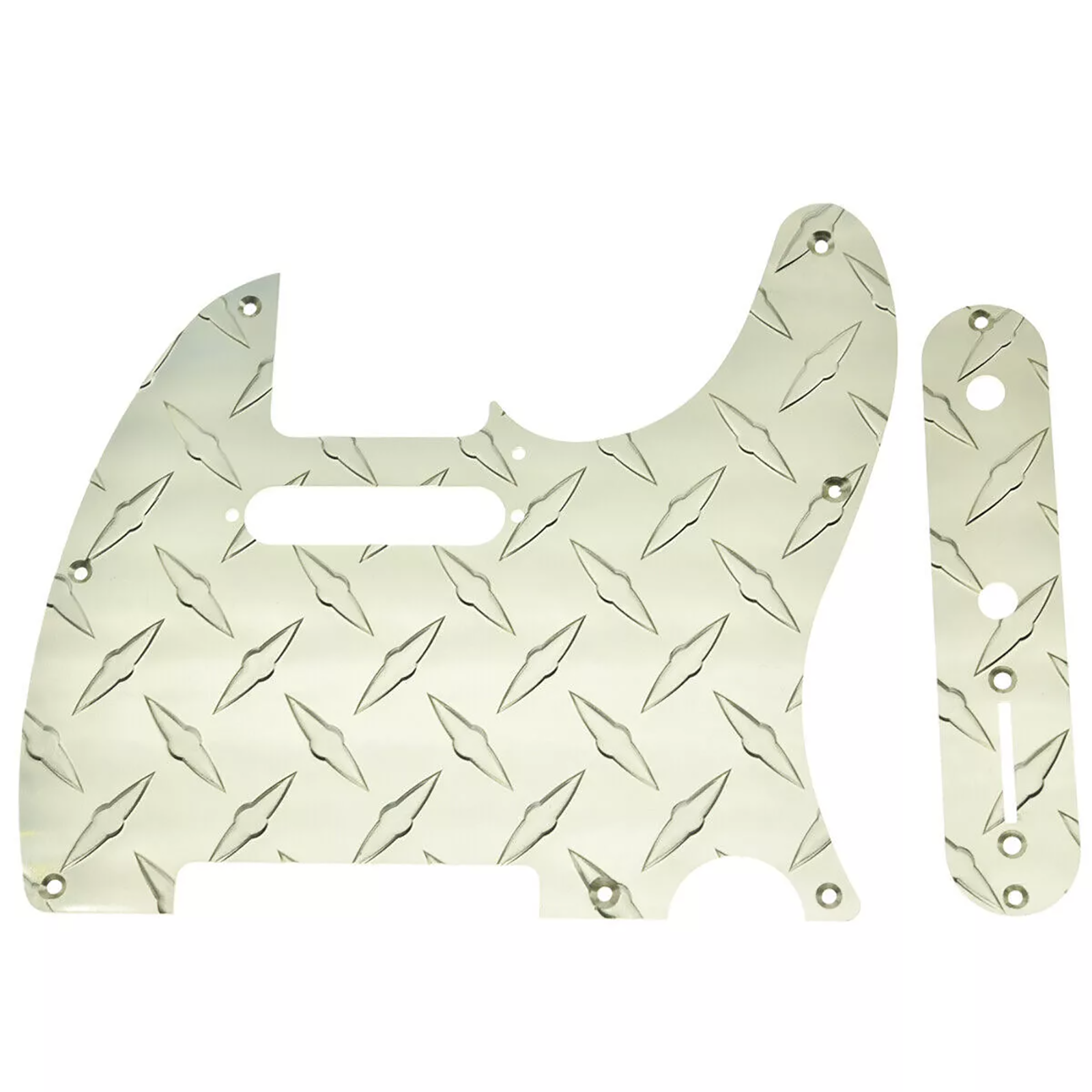 Telecaster Diamond Plate 8-Hole Metal Pickguard & Control Plate - Gold - Ploutone