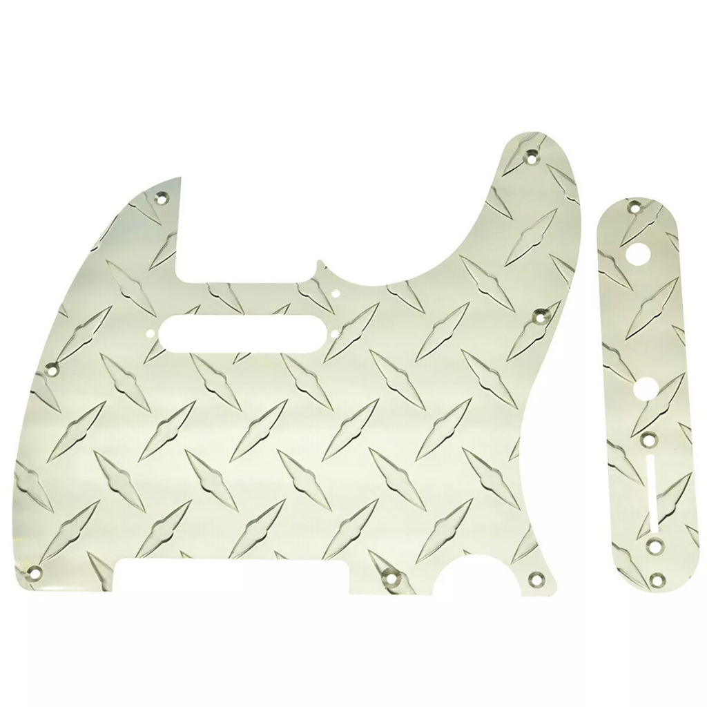 Telecaster Diamond Plate 8-Hole Metal Pickguard & Control Plate - Gold Pickguard from Ploutone