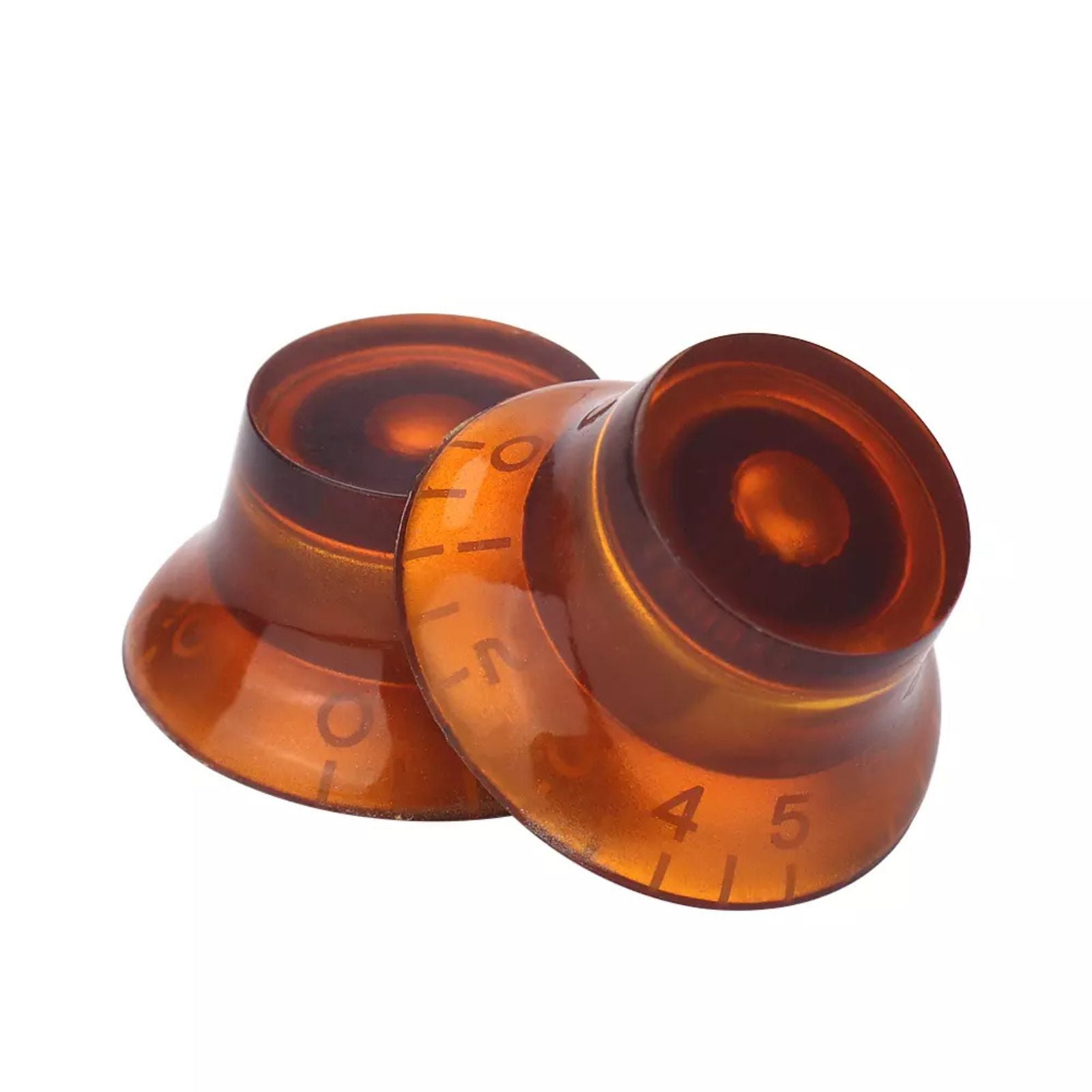 Top Hat Bell Knobs (6mm Shaft) for Gibson - Amber & White (Set of 4) - Ploutone