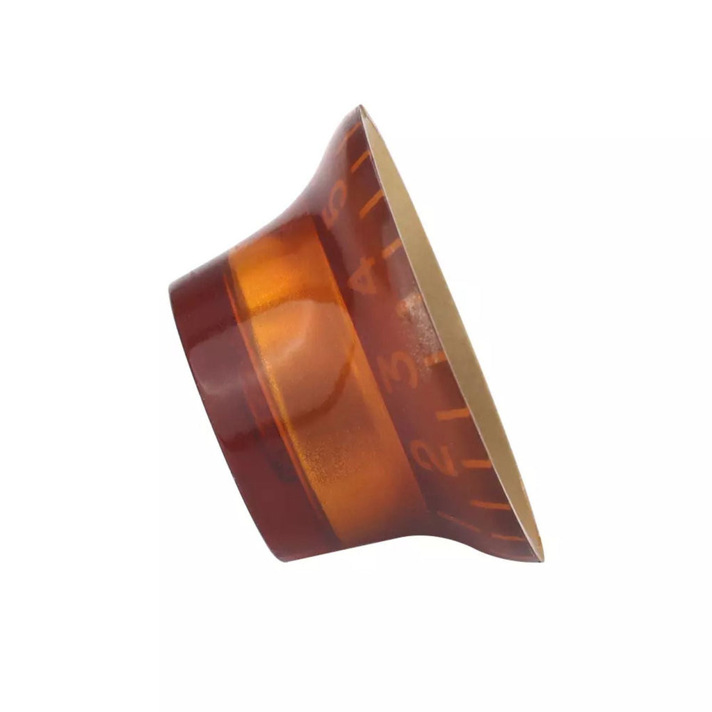 Top Hat Bell Knobs (6mm Shaft) for Gibson - Amber & White (Set of 4) - Ploutone