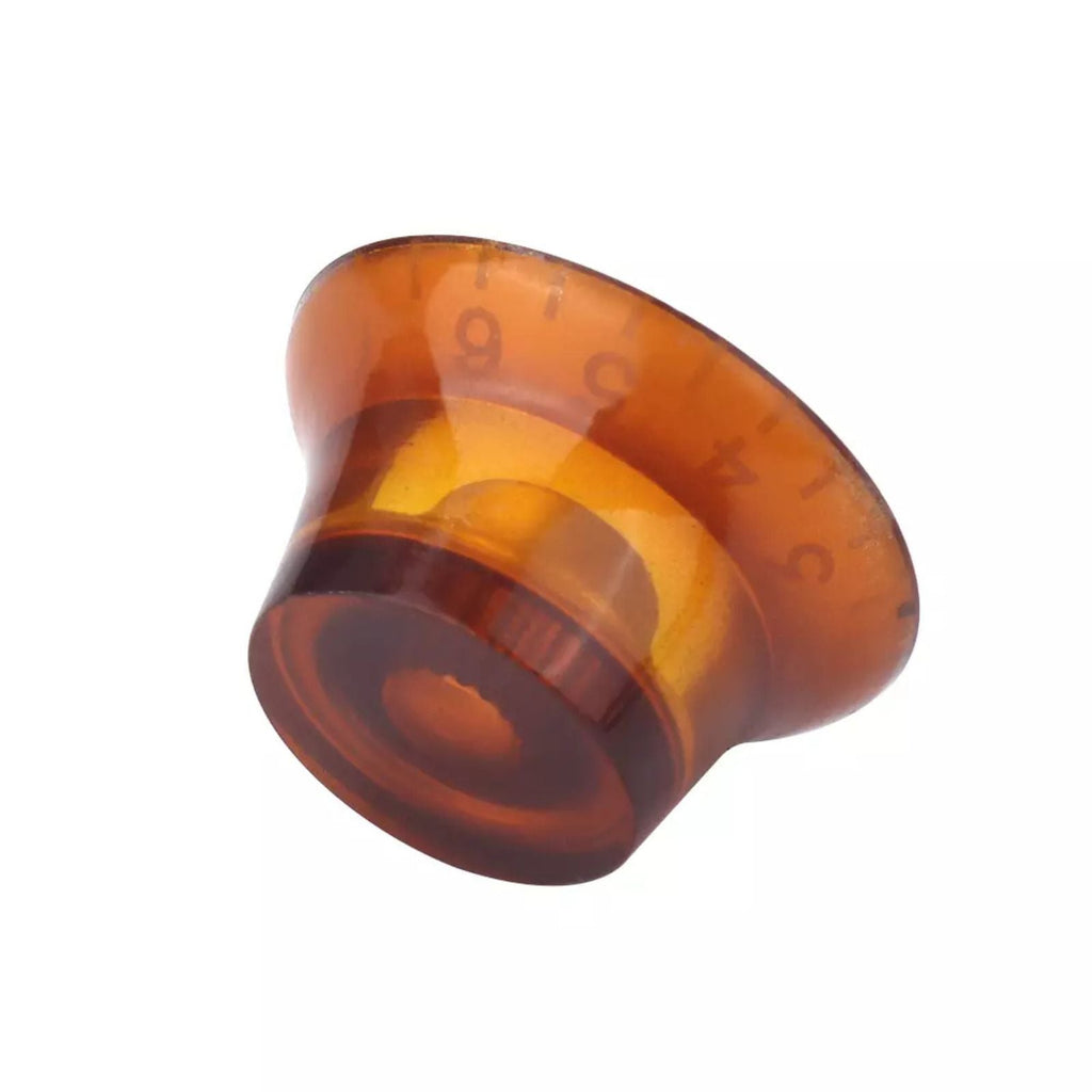 Top Hat Bell Knobs (6mm Shaft) for Gibson - Amber & White (Set of 4) - Ploutone