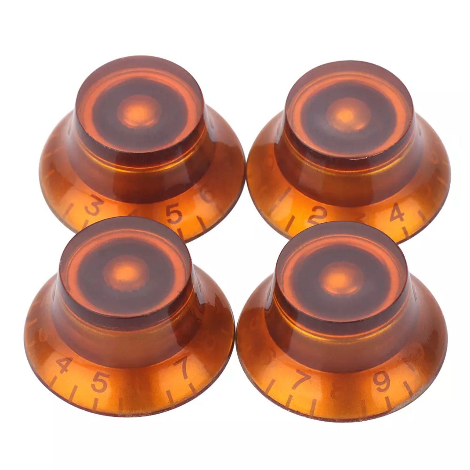 Top Hat Bell Knobs (6mm Shaft) for Gibson - Amber & White (Set of 4) - Ploutone