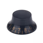 Top Hat Bell Knobs (6mm Shaft) 18 Spline for Gibson - Black & Gold (Set of 4) - Ploutone