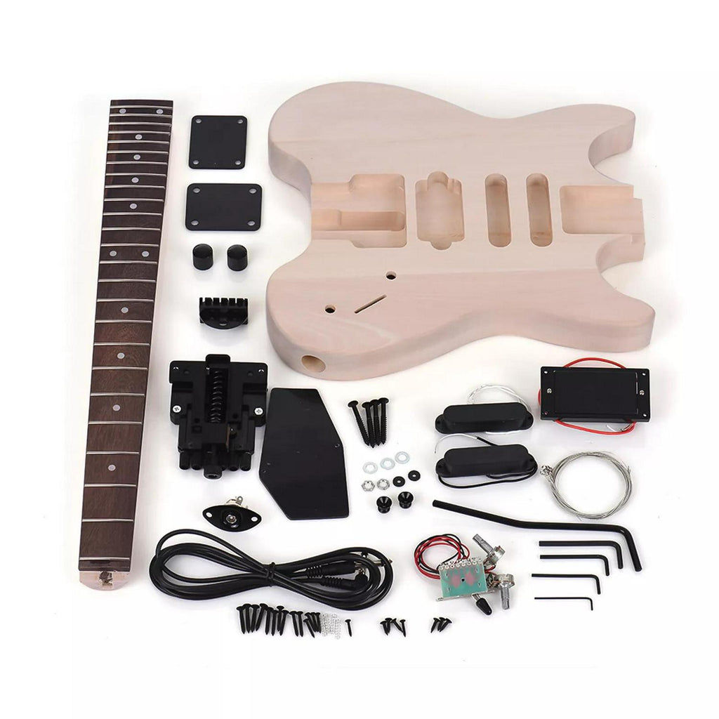 Unfinished DIY Electric Guitar Kit Basswood Body Rosewood Fingerboard Maple Neck  from Ploutone