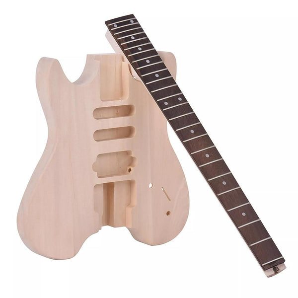 Unfinished DIY Electric Guitar Kit Basswood Body Rosewood Fingerboard Maple Neck  from Ploutone