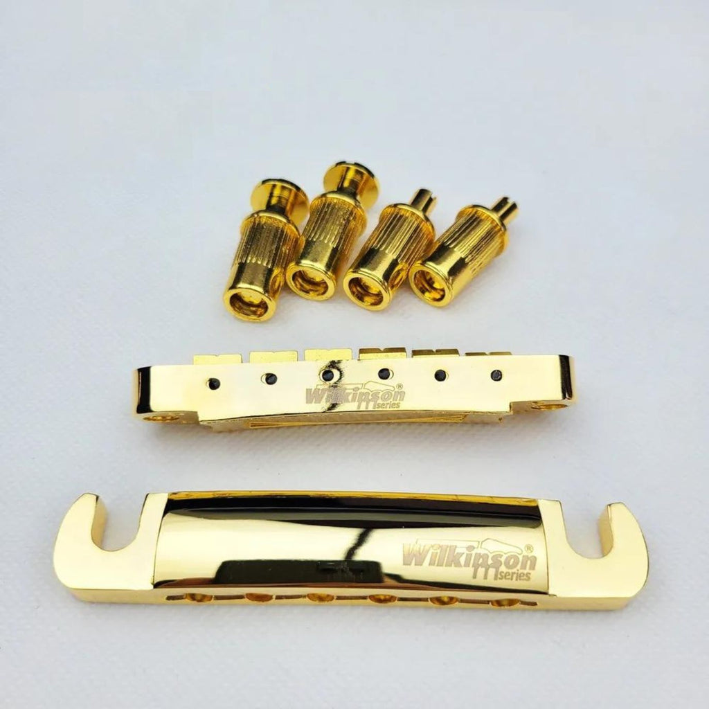 Wilkinson WOGT1 & WOGB2 Tune-O-Matic Bridge for LP Guitar (Bridge & Tailpiece) Gold - Ploutone