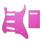 11-Hole SSS Strat Pickguard and Matching Back Plate - 4-Ply Pink guitar pickguards from Ploutone