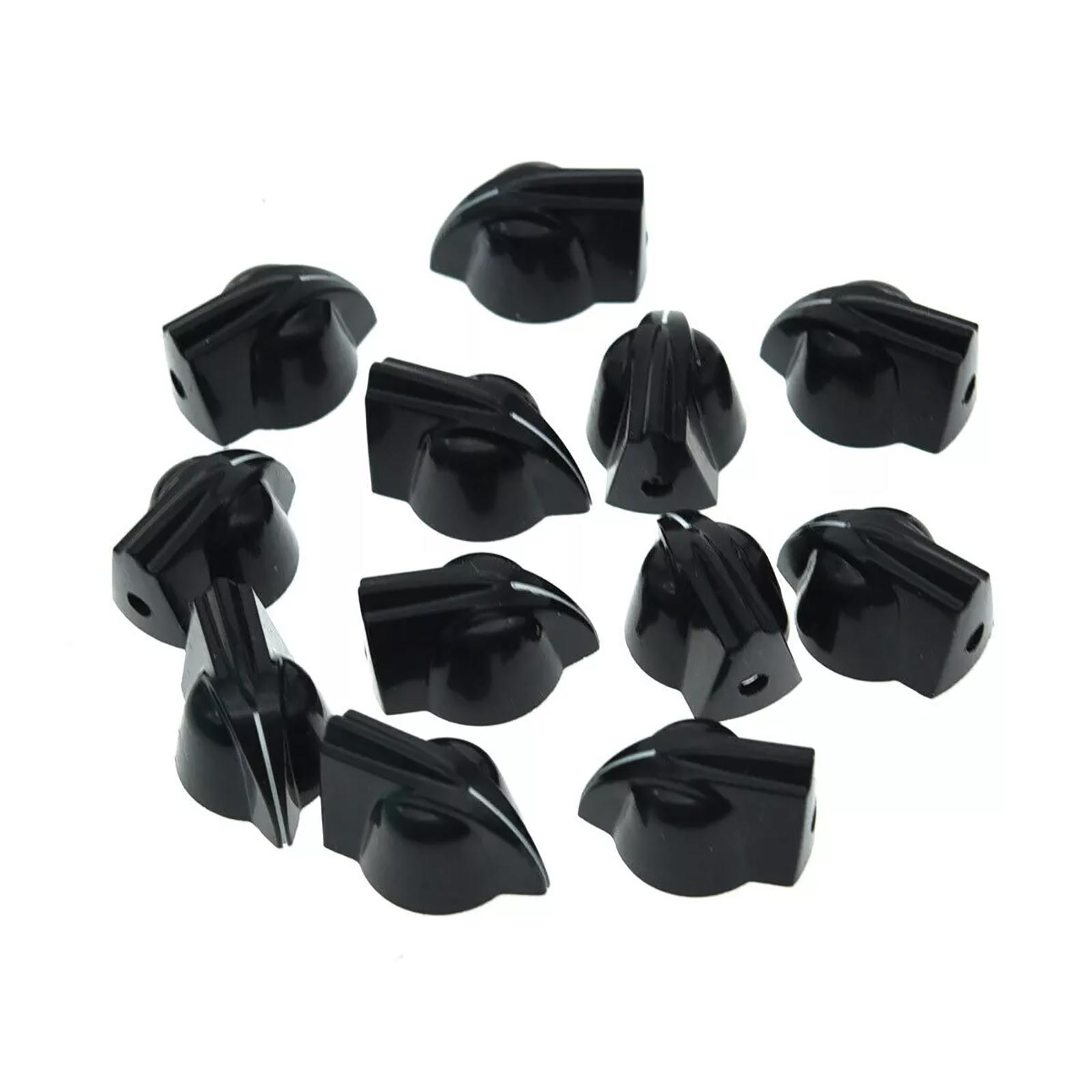 Vintage Mini Chicken Head Knobs - 1/4" for Amps & Pedals (Raised, Set of 12) Black - Ploutone