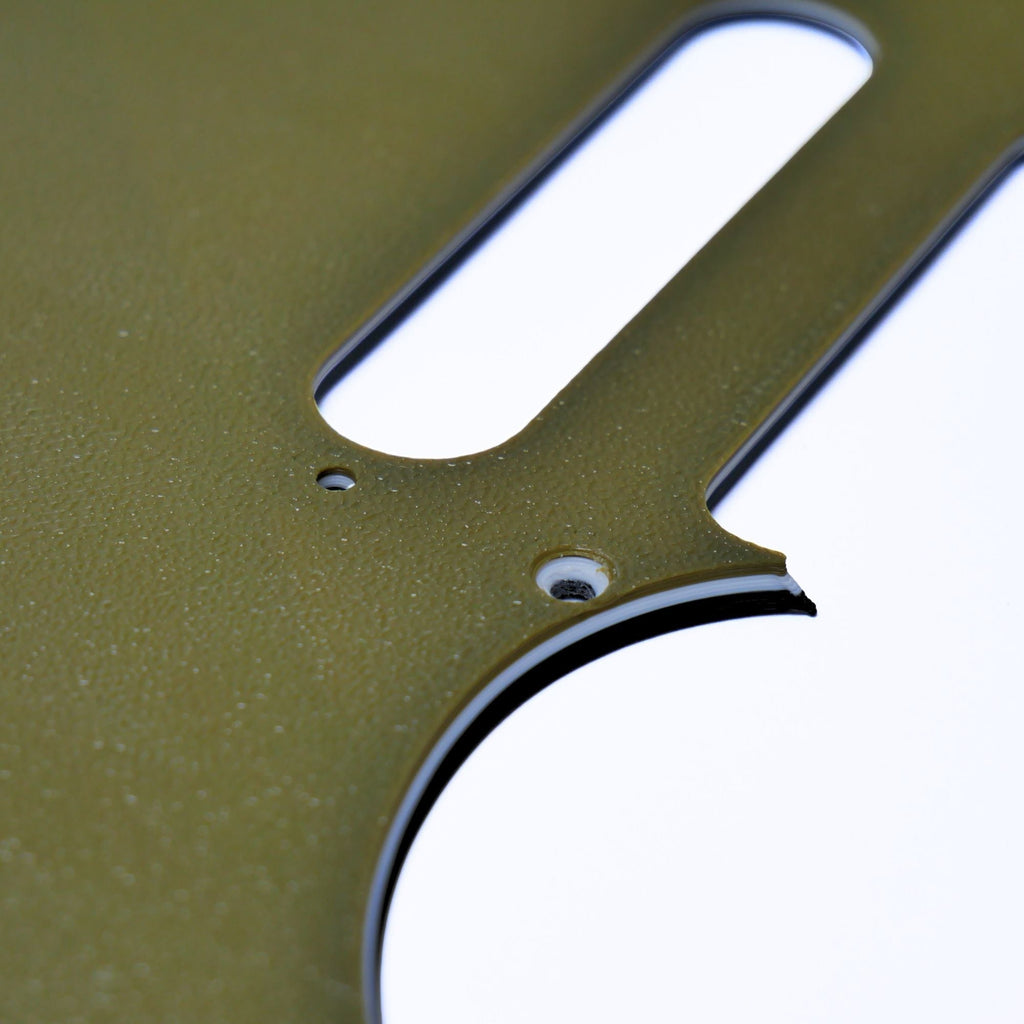 Custom 8-Hole Telecaster Pickguard - Artisan Series - Textured Olive Drab Green - Ploutone
