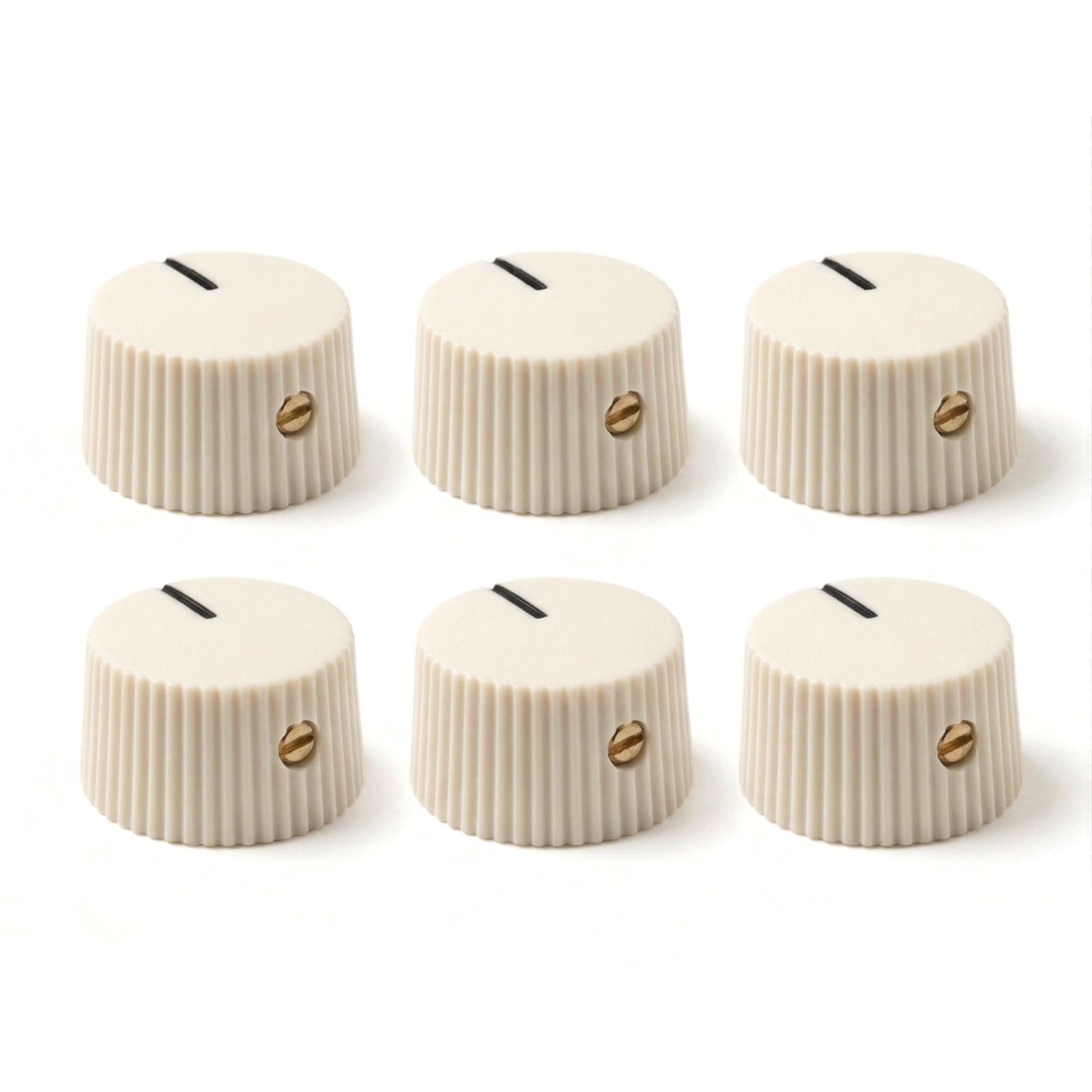 Aged White Vintage-Style Amplifier Knobs w/ Set Screw - Fits 6.35mm Pots 6 Knobs - Ploutone
