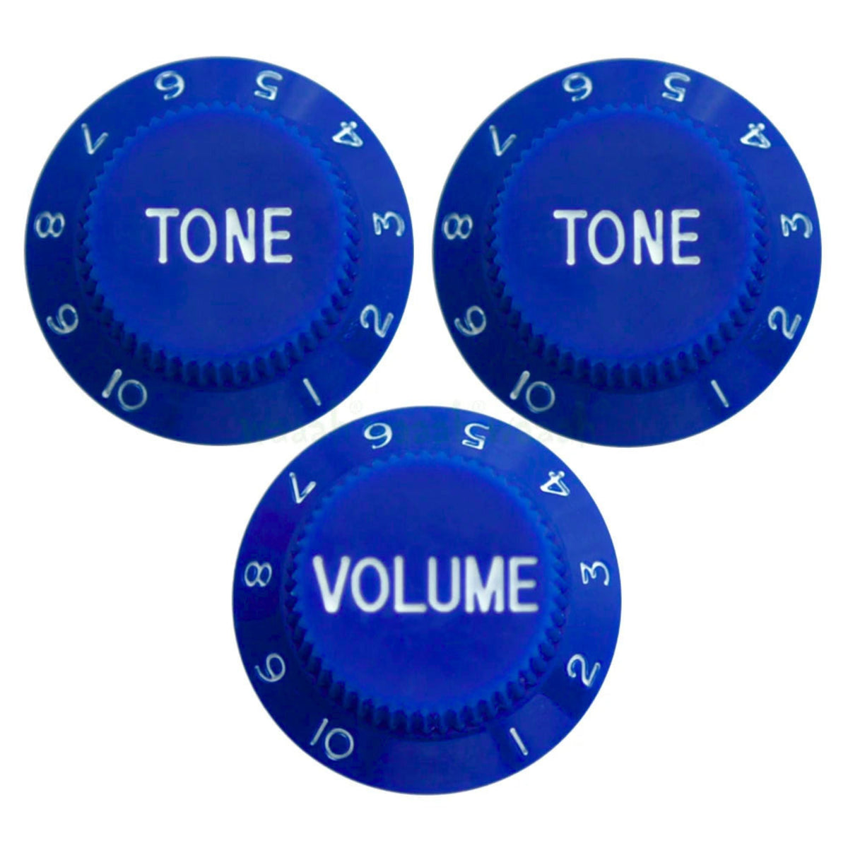 Electric Guitar Top Hat Control Knobs, 24 Spline Imperial (Set of 3) - Dark Blue & White - Ploutone