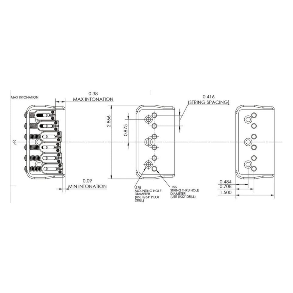 6-String Fixed Guitar Bridge - Gold - Ploutone
