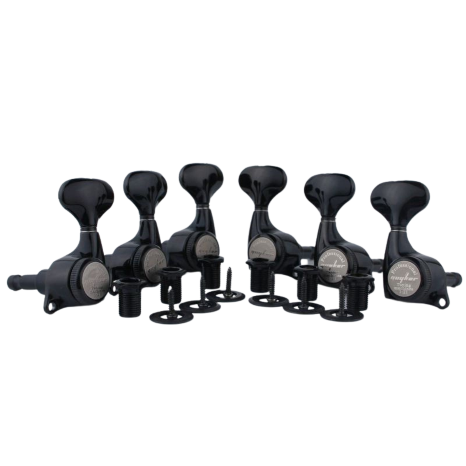 Guyker Guitar Machine Heads 3+3 Locking Tuners - Black - Ploutone
