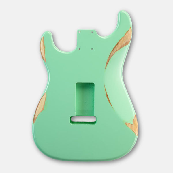 Finished Alder Strat-Style Guitar Body - Relic Surf Green Guitar Bodies from Ploutone
