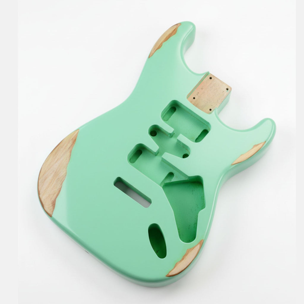 Finished Alder Strat-Style Guitar Body - Relic Surf Green Guitar Bodies from Ploutone