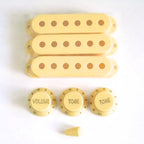 Stratocaster Pickup Covers, Knobs & Switch Tip Set - Cream - Ploutone