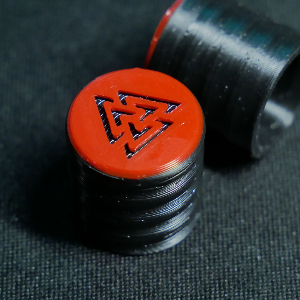 Opus Guitar Knobs - Crimson Red and Black Valknut Sigil