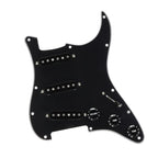 11-Hole SSS Loaded Strat Pickguard - Black & Black - Ploutone
