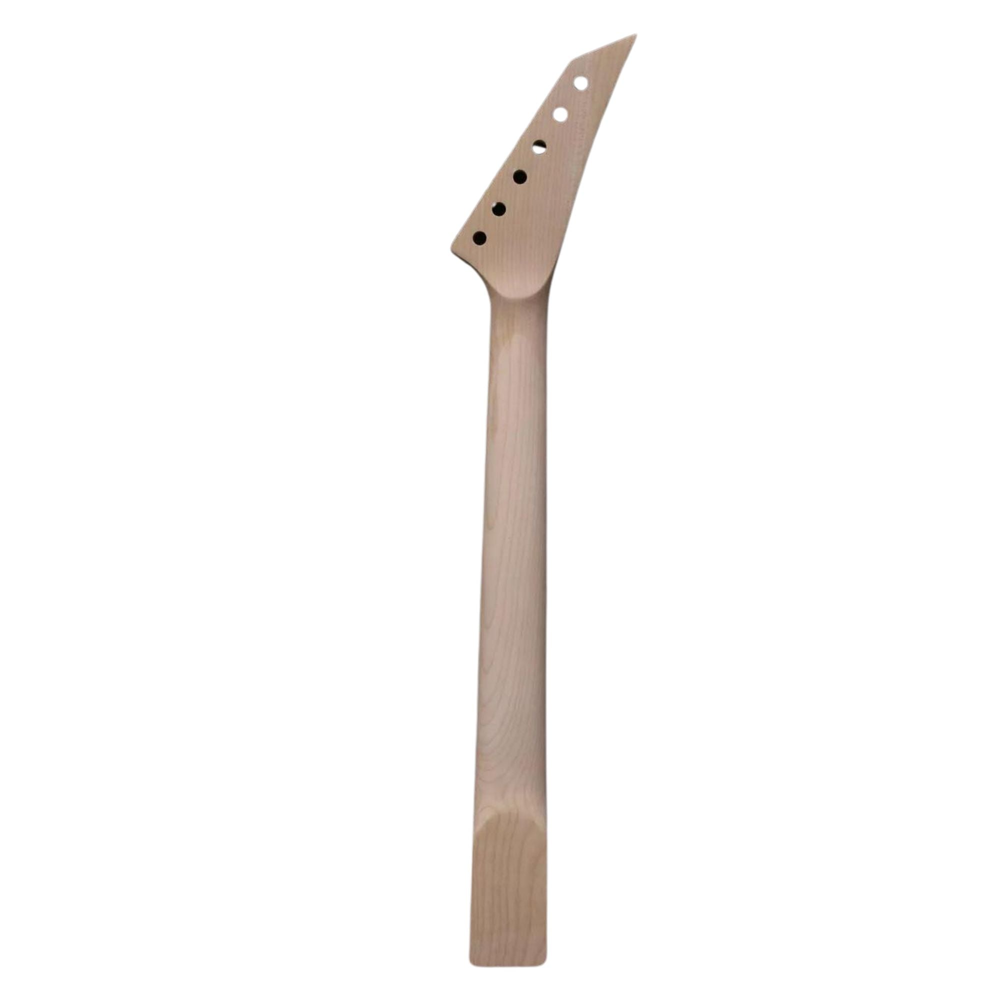 22 Fret Reverse Headstock Guitar Neck – Maple & Rosewood, Shark Fin Inlays, 25.5" Scale, Locking Nut Style, 56mm Bolt-On Heel, Unfinished - Ploutone