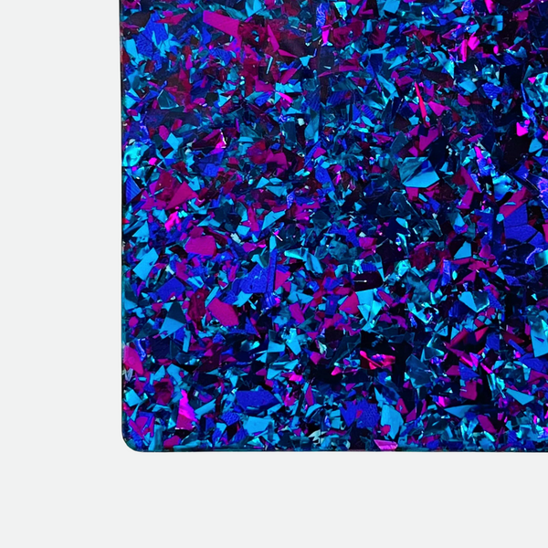 Acrylic Inlay and Pickguard Material - Blue Cosmic Glitter Pickguards from Ploutone