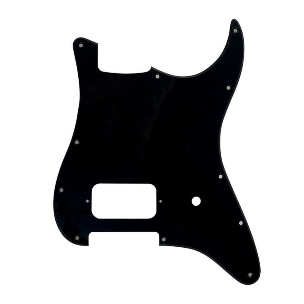 11-Hole Single Humbucker Strat Pickguard - 1-Ply Matte Black Pickguards from Ploutone