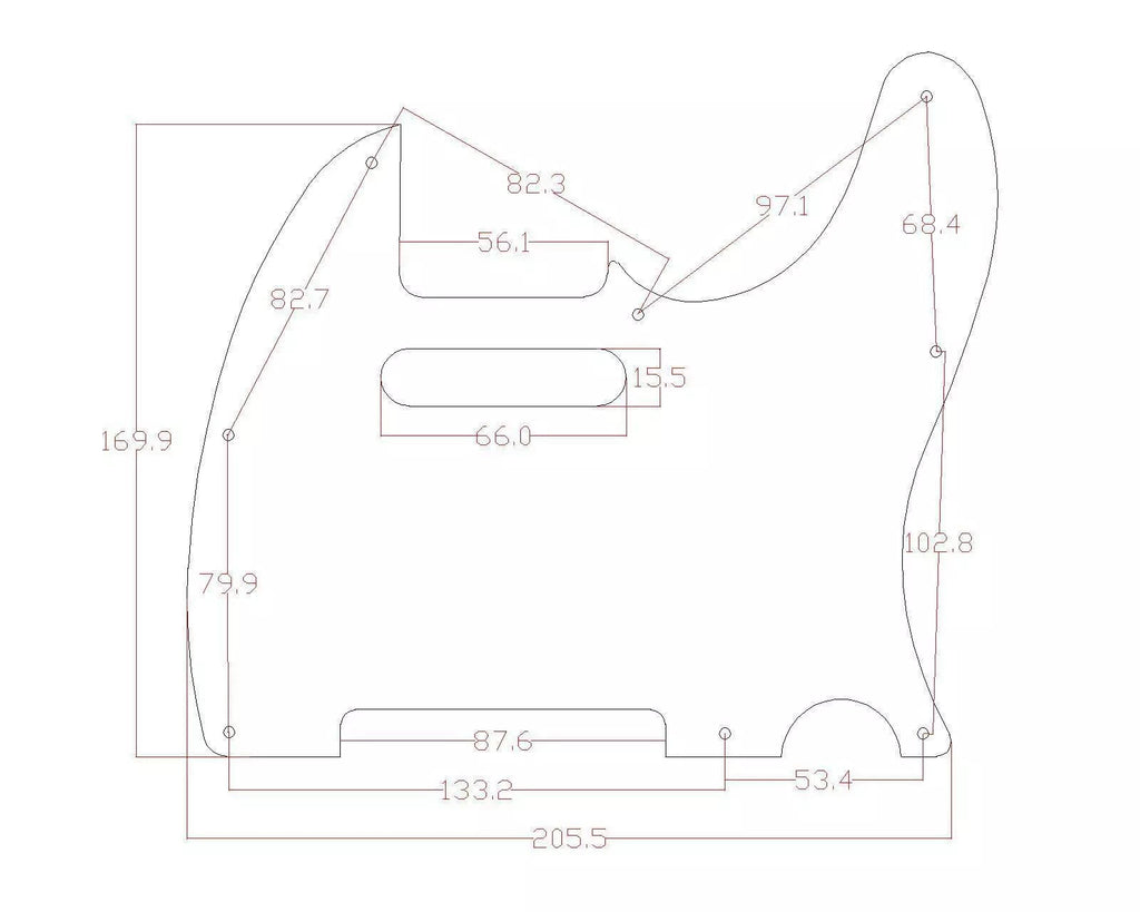 8-Hole Metal Telecaster Pickguard and Control Plate - Black Aluminum - Ploutone