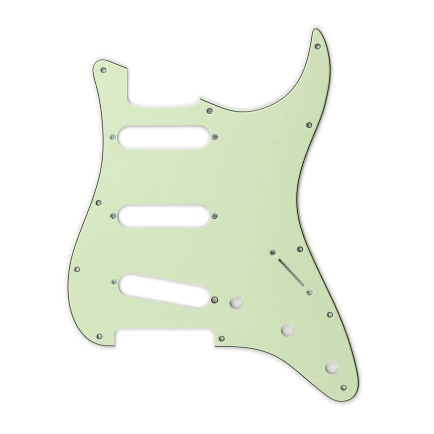 11-Hole Strat Pickguard SSS - 3-Ply Mint Green SSS Strat Pickguards from Ploutone