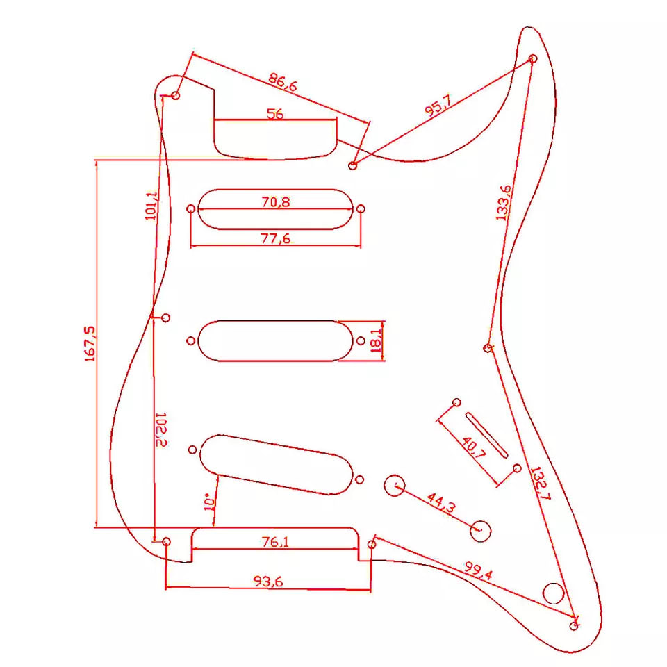 8-Hole SSS Metal Strat Pickguard - Black Aluminum - Ploutone