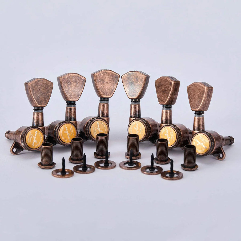 Guyker Relic Copper 3x3 Locking Guitar Tuners – 1:18 Ratio for 10mm Headstock Holes Guitar Fittings and Parts from Ploutone