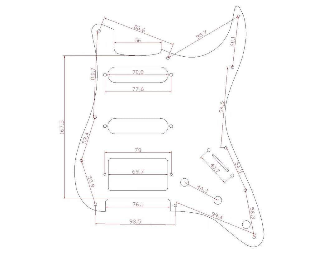 11-Hole HSS Metal Strat Pickguard - Gold Aluminum - Ploutone