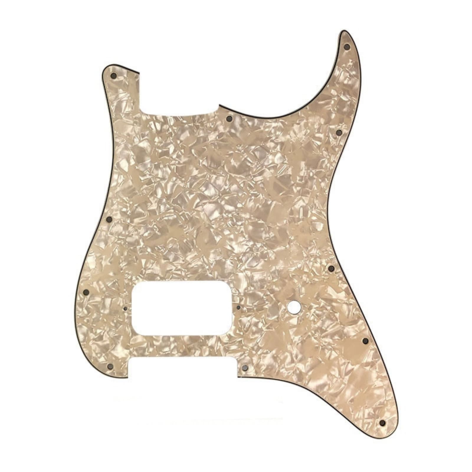 11-Hole Single Humbucker Strat Pickguard - 4-Ply Parchment Pearl - Ploutone