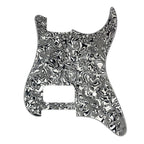 11-Hole Single Humbucker (Tom Delonge) Strat Pickguard - 20+ Colors 4-Ply White Pearl Shell - Ploutone