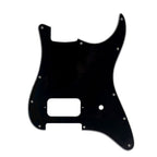 11-Hole Single Humbucker (Tom Delonge) Strat Pickguard - 20+ Colors 3-Ply Black - Ploutone