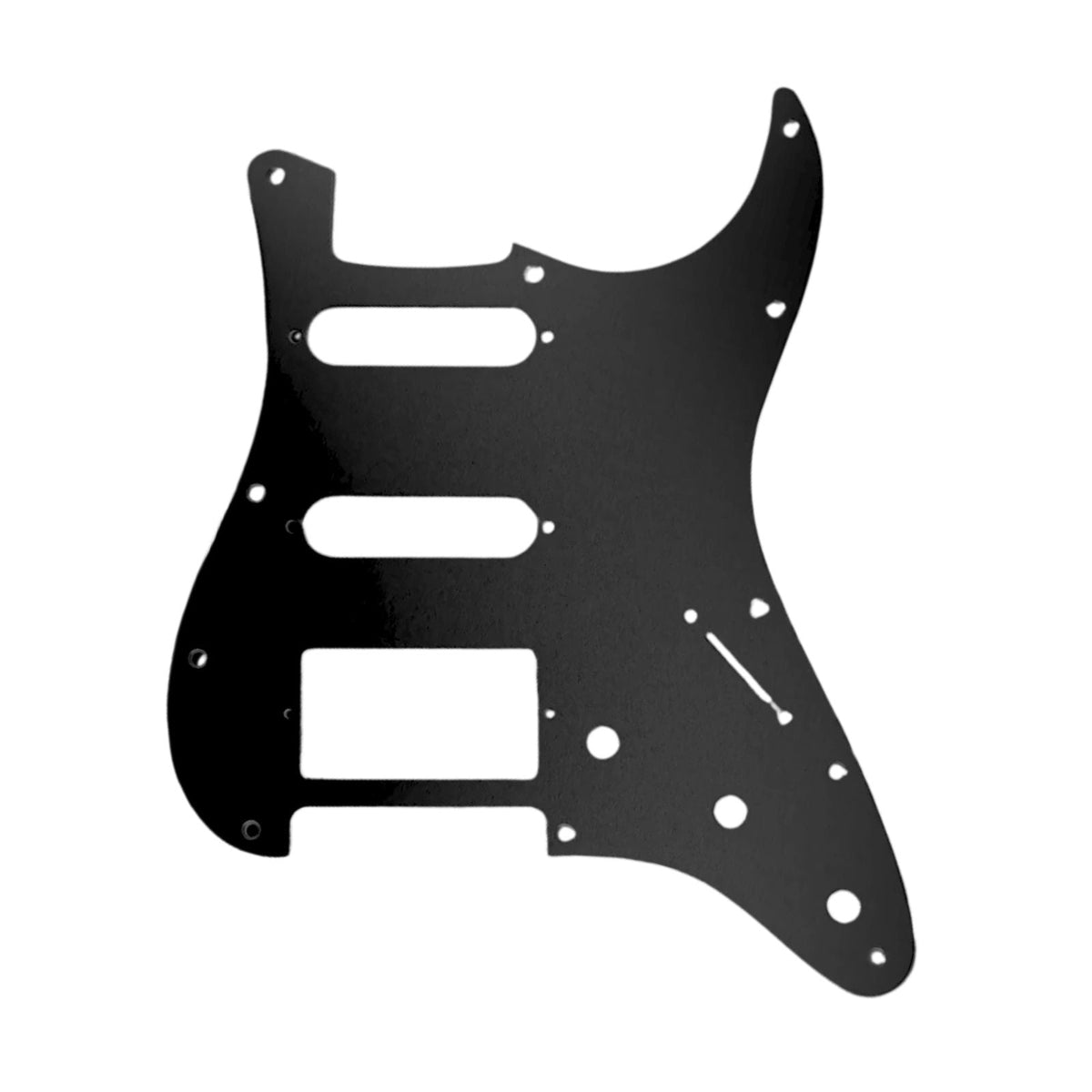 11-Hole HSS Metal Strat Pickguard - Black Aluminum - Ploutone