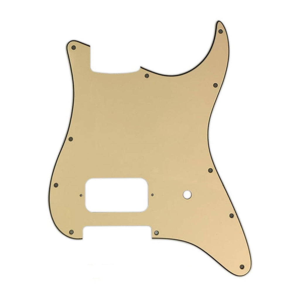 11-Hole Single Humbucker Strat Pickguard - 3Ply Vintage Yellow Pickguards from Ploutone