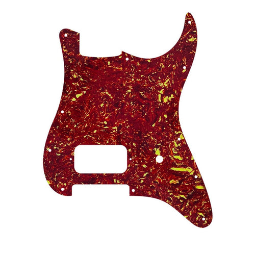 11-Hole Single Humbucker (Tom Delonge) Strat Pickguard - 4-Ply Red Tortoise - Ploutone