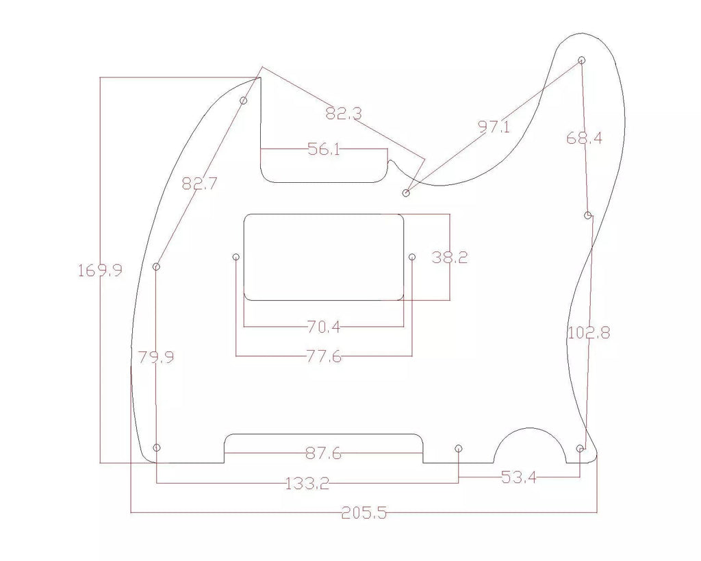 8-Hole HH/ SH Humbucker Metal Telecaster Pickguard - Gold Aluminum - Ploutone