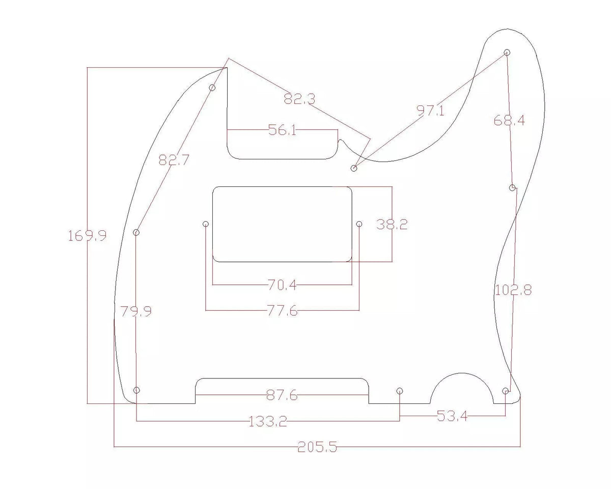 8-Hole HH/ SH Humbucker Metal Telecaster Pickguard - Gold Aluminum - Ploutone