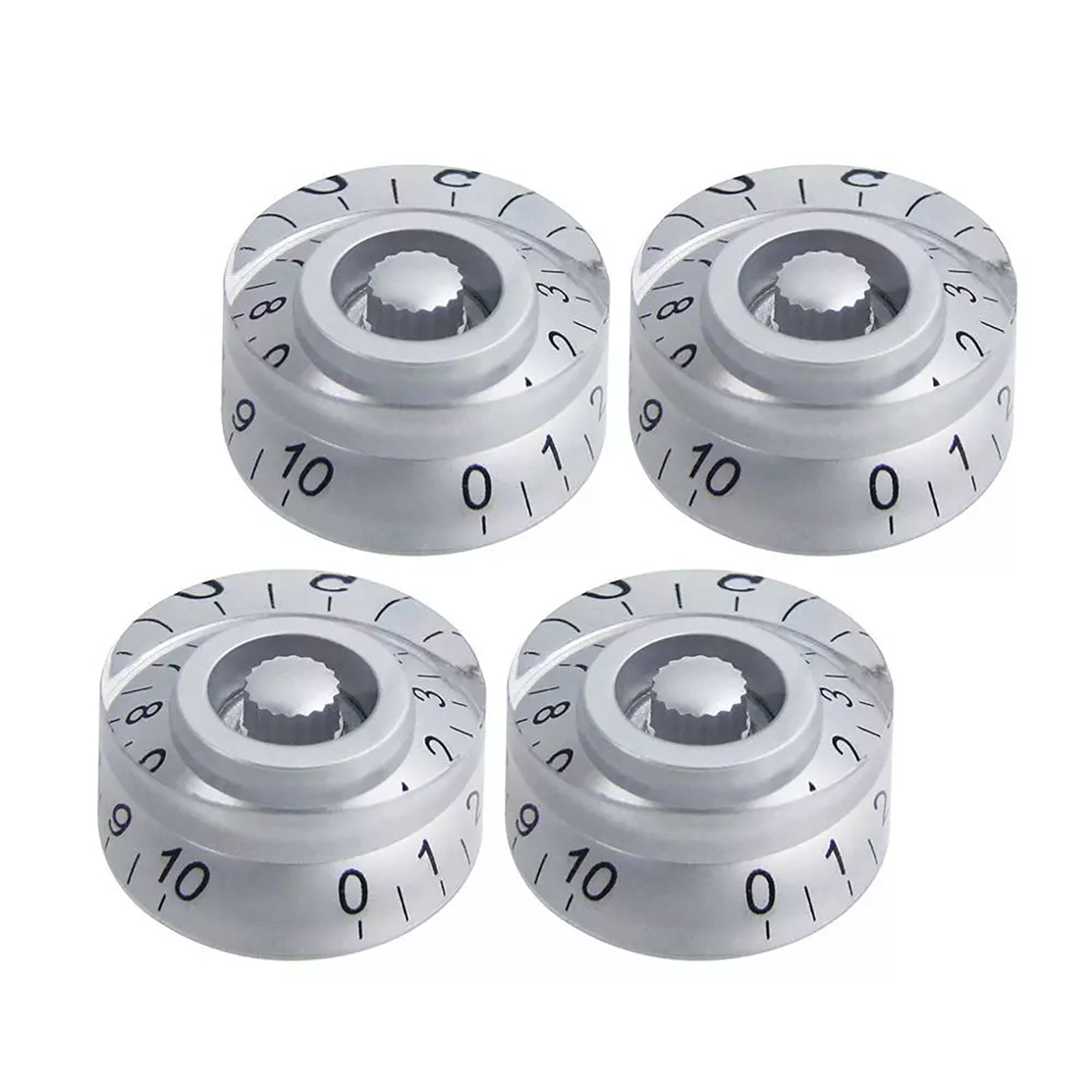 Les Paul & SG Speed Knobs (6mm Shaft) - Silver (Set of 4) - Ploutone