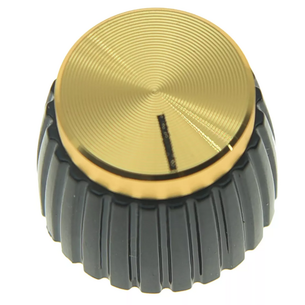 Marshall Amp Knobs - Black with Gold Cap, Push-On (Set of 10) Knobs from Ploutone