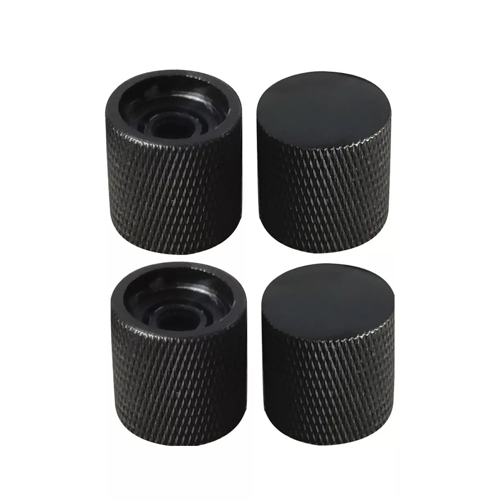 Metal Flat Top Guitar Knobs - Black (Set of 4) - Ploutone