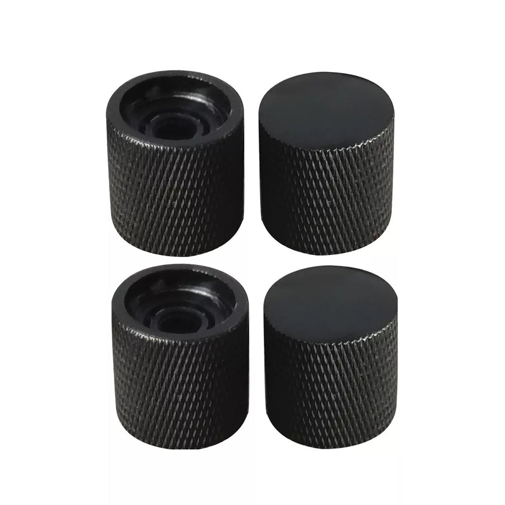 Metal Flat Top Guitar Knobs - Black (Set of 4)