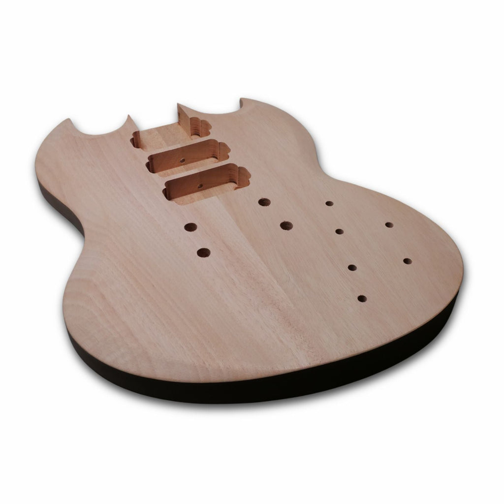 Unfinished Mahogany Offset SG / ESP Viper Style Electric Guitar Body Blank – Triple Humbucker Routing, DIY Guitar Kit Guitar Fittings & Parts from Ploutone