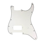 11-Hole Single Humbucker Strat Pickguard - 3-Ply White - Ploutone