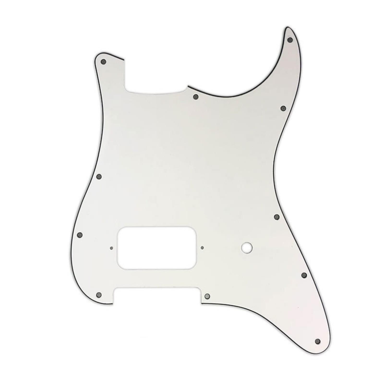 11-Hole Single Humbucker Strat Pickguard - 3-Ply White - Ploutone
