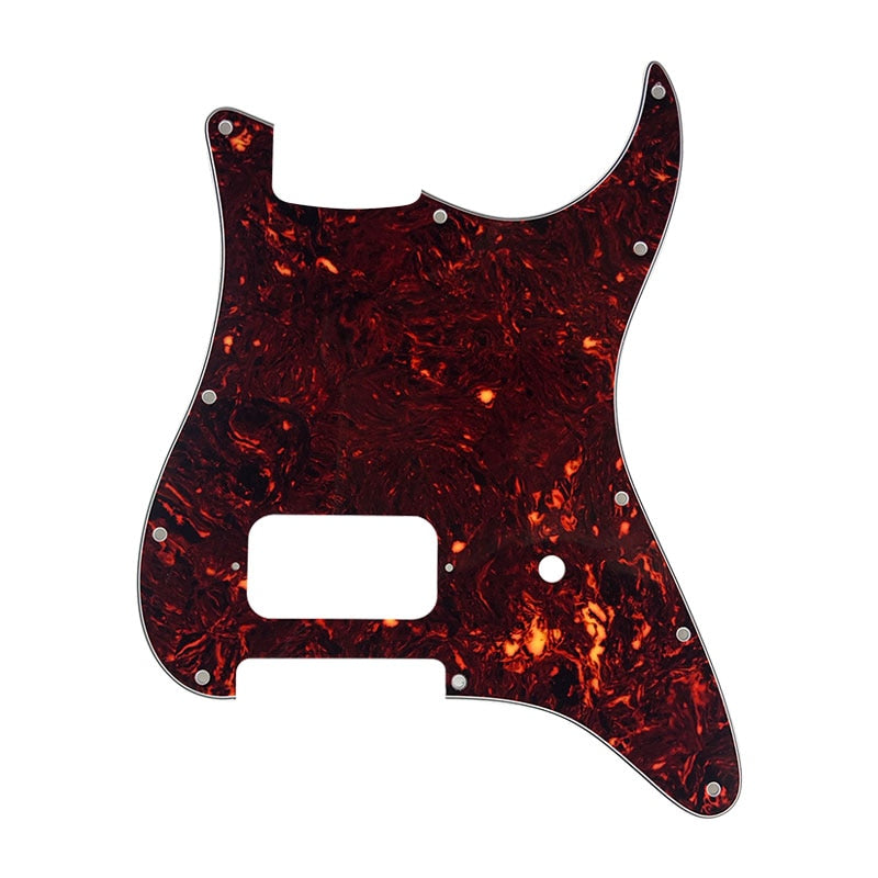 11-Hole Single Humbucker Strat Pickguard - 4-Ply Brown Tortoise - Ploutone