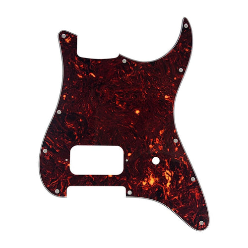 11-Hole Single Humbucker (Tom Delonge) Strat Pickguard - 4-Ply Brown Tortoise - Ploutone