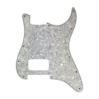 11-Hole Single Humbucker Strat Pickguard - 4-Ply White Pearl - Ploutone